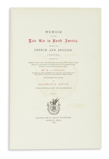 (COLONIAL WARS.) Group of works edited by Franklin Hough. 4 works in 5...