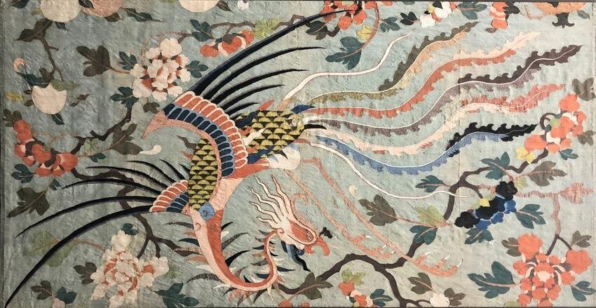Ming Dyn. Large Kesi Silk Peacock Filament Woven Panel