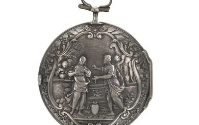 CONTINENTAL | A SILVER PAIR CASED REPOUSSE VERGE WATCH, CIRCA 1740