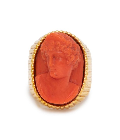 CORAL CAMEO RING