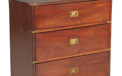 Campaign Style Walnut Chest of Drawers