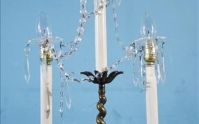 Candelabras with angel figures and barley twist, 29 in. T.