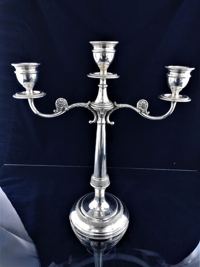Candlestick, Large silver richly ornate candlestick - .800 silver - Italy - Early 20th century