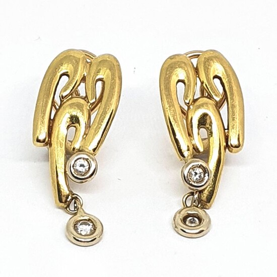 Caparros - 18 kt. White gold, Yellow gold - Earrings - 0.17 ct Diamond