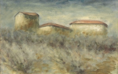 Case e ulivi, 1942, Ottone Rosai (Firenze 1895 - Ivrea (To) 1957)
