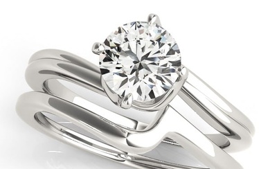 Certified 0.95 Ctw SI2/I1 Diamond 14K White Gold Solitaire Engagement & Wedding Set Ring