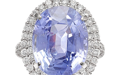 Ceylon Color-Change Sapphire, Diamond, Platinum Ring Stones: Oval-shaped sapphire...