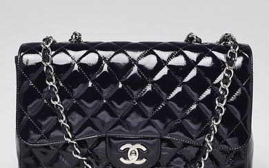 Chanel Navy Blue Quilted Patent