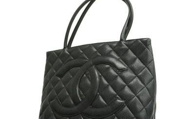 Chanel tote bag reproduction caviar skin black ladies