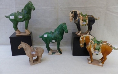 "Horse" in terracotta and "Horse" in green glaze. Chinese work....