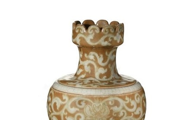 Chinese Brown Ground White Porcelain Vase, 19th Century