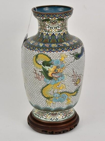 Chinese Cloisonne Enamel Vase - Dragon and floral