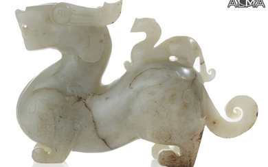 Chinese Jade Dragon Figurine, End of 19th century (Qing Dynasty)