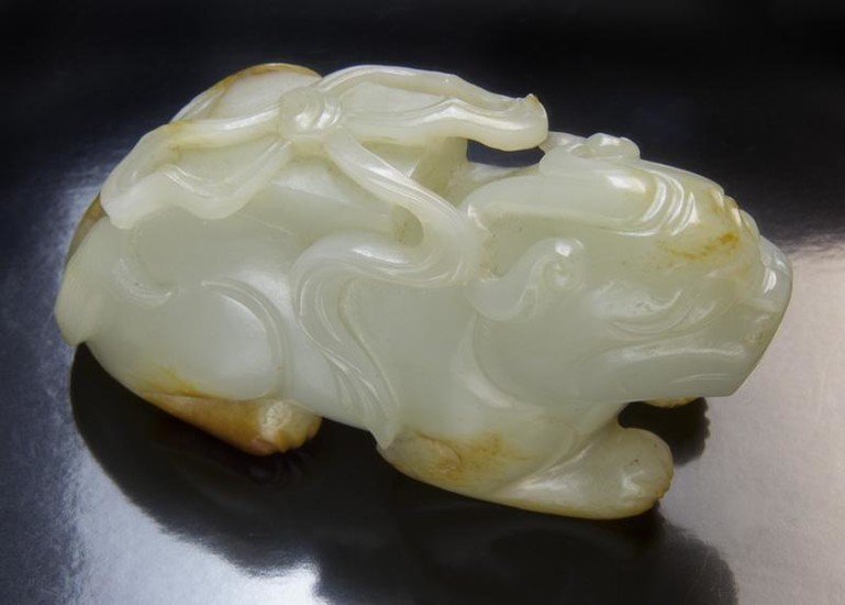 Chinese Qing carved white jade unicorn