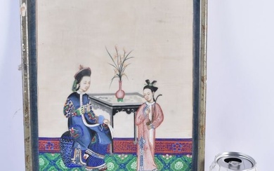 Chinese School (19th Century) Pith paper watercolour, two figures. 38 cm x 24 cm.