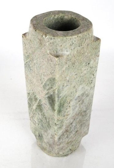 Chinese Square Column-Form Jade Vase