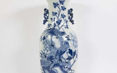 Chinese celadon vase decorated with birds and flowers 19th century