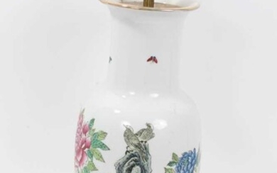 Chinese famille rose porcelain vase, converted to a lamp