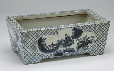 Chinese planter with Lao Zi and scholar scenes