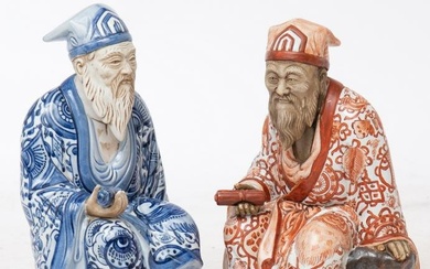 Chinese porcelain figures of court officials, signed