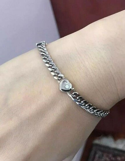 Chopard Happy Diamond Heart Curb Link Bracelet in 18k