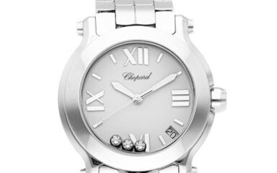 Chopard | Happy Sport, A Stainless Steel Bracelet Watch with Wandering Diamonds and Date, Circa 2019