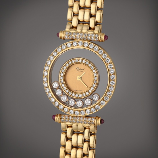 Chopard Reference 4118 (204993-0003) Happy Diamonds | A yellow gold and diamond-set bracelet watch with floating diamonds, Circa 1990