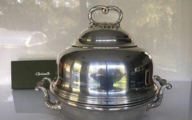 Christofle- Service bell and its flat warmer - Silver plated