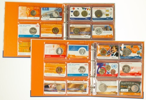 Collection coincards with 2, 5 en 10 Eurocoins and medals...