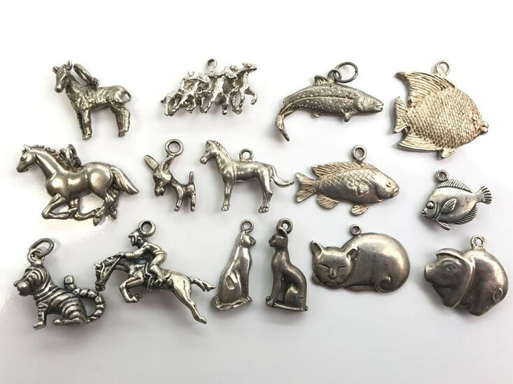 Collection of 15 : Vintage Sterling Silver "Pet" Charms