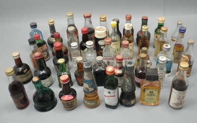 Collection of 33 Miniature Alcoholic Beverage Bottles