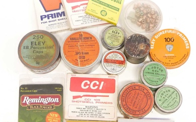 Collection of vintage and modern primers, including three Joyce percussion...