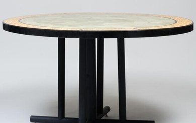 Contemporary Marble and Metal Oval Dining Table