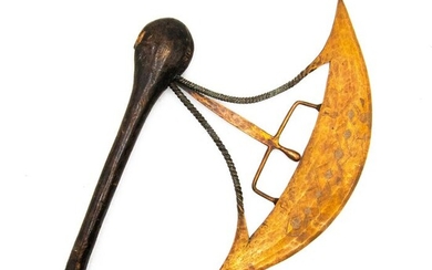 Copper prestige axe - Copper, Wood - Nsapo - Songye - Congo - 48 cm