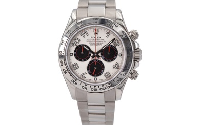 Cosmograph Daytona "Racing Dial" An extremely rare, heavy, white gold wristwatch with coveted silver...