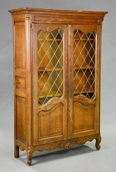 Country French Stained Leaded Glass Cabinet
