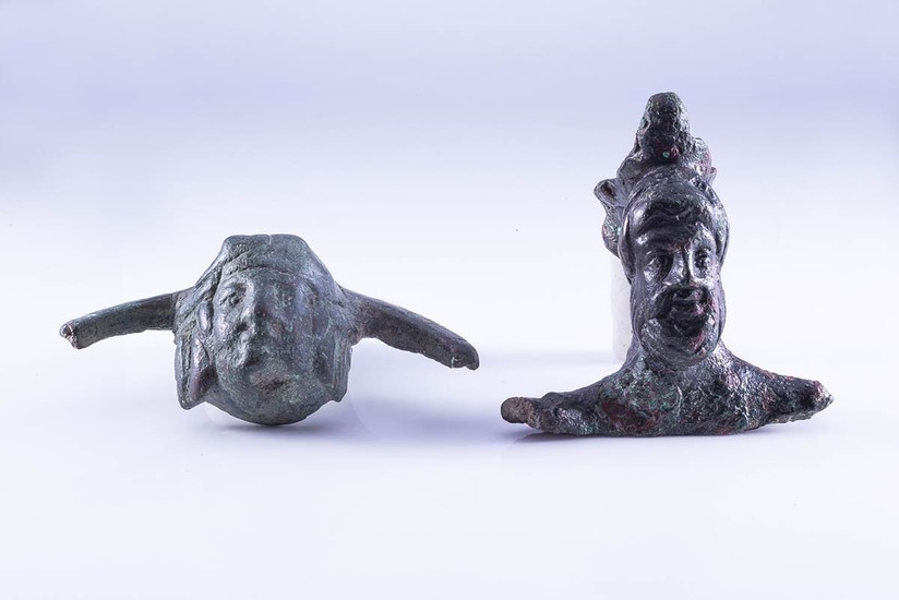 Couple of Roman bronze handle attachments, c. 1st century...