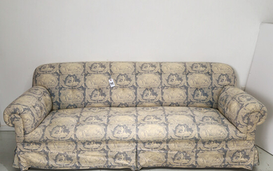 Custom Neoclassical toile upholstered sofa