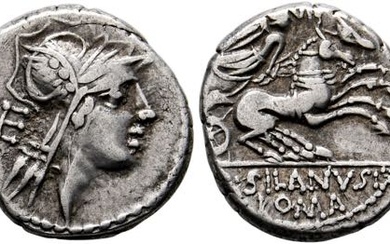 D. Iunius Silanus L.f. - Denarius (3,96 g), Roma, 91...