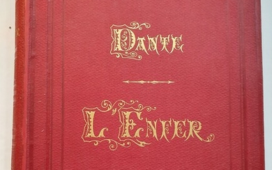 DANTE. La Divine comédie. Paris, Hachette et Cie, 1868. 2 volumes in-folio, percaline rouge, plaque...