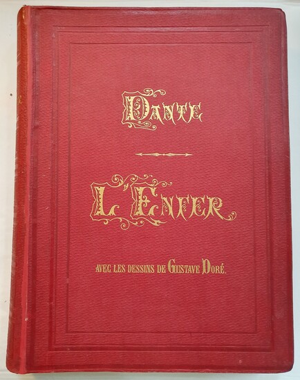 DANTE. La Divine comédie. Paris, Hachette et Cie, 1868. 2 volumes in-folio, percaline rouge, plaque...