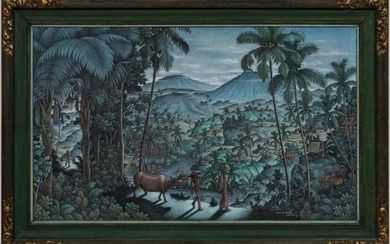 DARMO, "GARDEN IN BALI", FRAMED PAINTING ON CANVAS