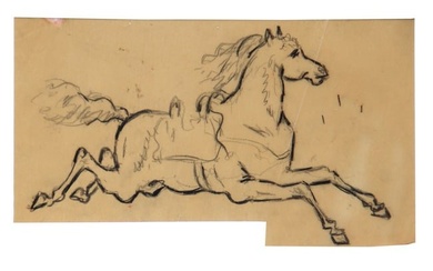 DE CHIRICO Giorgio, Cavallo, 50's, pencil and charcoal on paper, cm 16x33