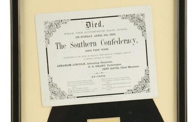 DEATH OF THE SOUTHERN CONFEDERACY BROADSIDE PRINTED BY
