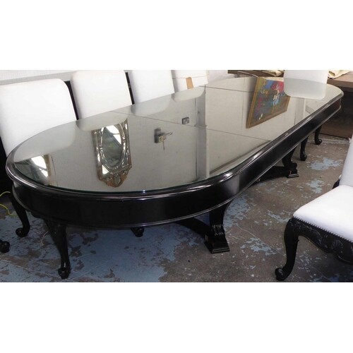 DINING TABLE, ebonised, extendable with two leaves, 332cm x ...