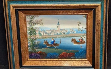 Daniel Bonnec Original Oil On Canvas Paddleboats