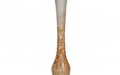Daum Nancy Enamelled and Acid Etched Glass Vase