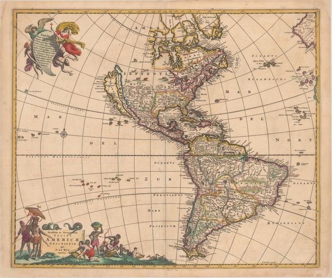 De Wit's Derivative of Visscher's Classic Map of the Americas with the Island of California, "Novissima et Accuratissima Totius Americae Descriptio", Wit, Frederick de