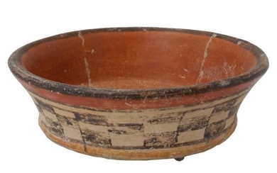 Decorated Pre-Columbian Pottery Bowl Small Tripod Legs