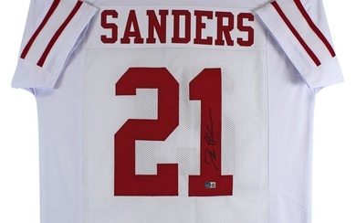 Deion Sanders Signed White Pro Style Jersey Autographed BAS Witnessed